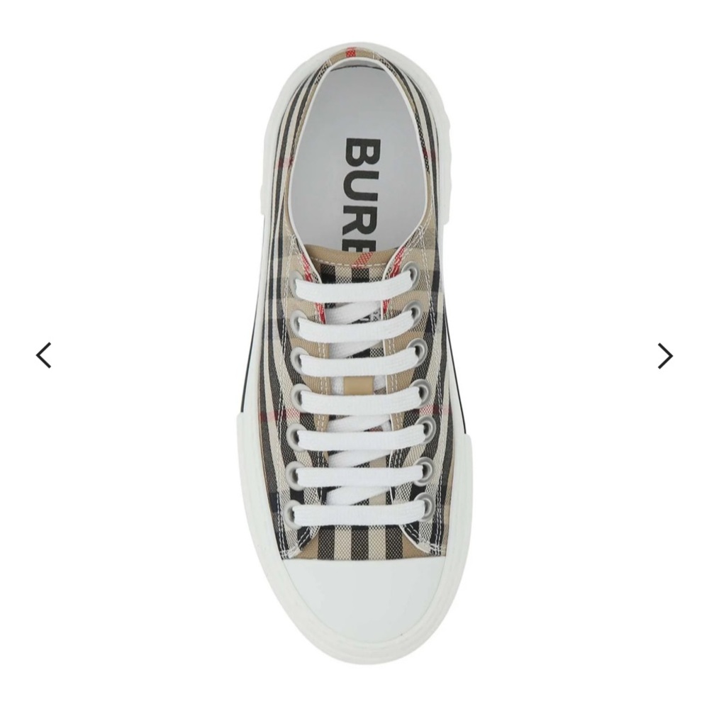 Burberry women Plaid Lace-Up Sneakers - Beige and Black - Picture 2 of 4